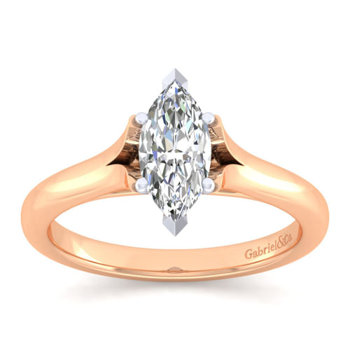 14K White-Rose Gold Marquise Shape Diamond Engagement Ring