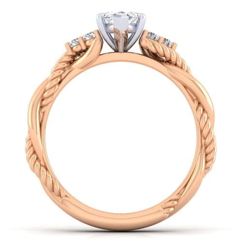 14K White-Rose Gold Marquise Shape Diamond Twisted Engagement Ring
