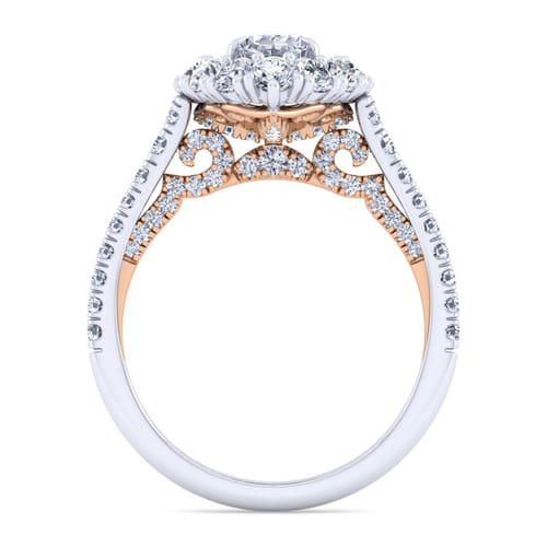 14K White-Rose Gold Marquise Shape Double Halo Diamond Engagement Ring 14K White-Rose Gold Marquise Shape Double Halo Diamond Engagement Ring