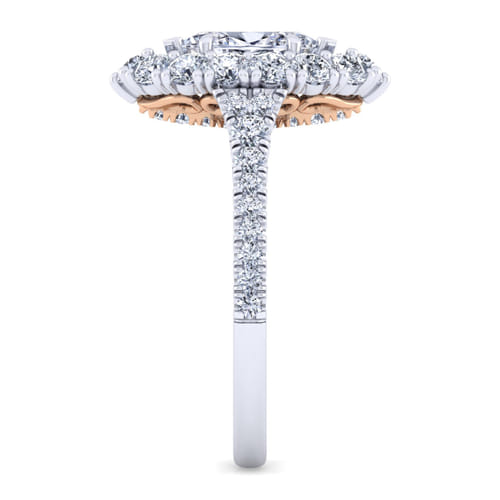 14K White-Rose Gold Marquise Shape Double Halo Diamond Engagement Ring 14K White-Rose Gold Marquise Shape Double Halo Diamond Engagement Ring