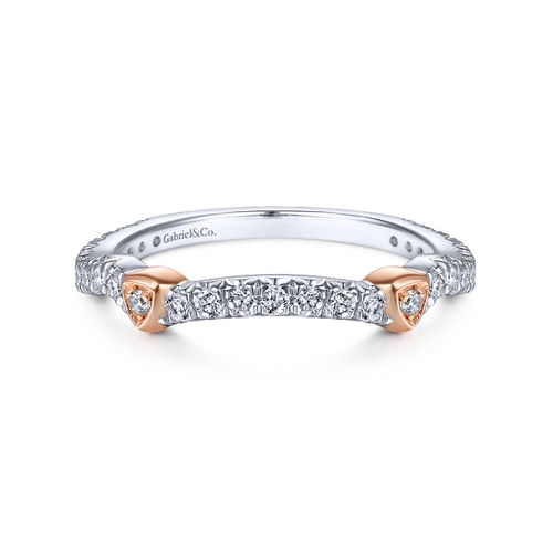 14K White-Rose Gold Matching Wedding Band