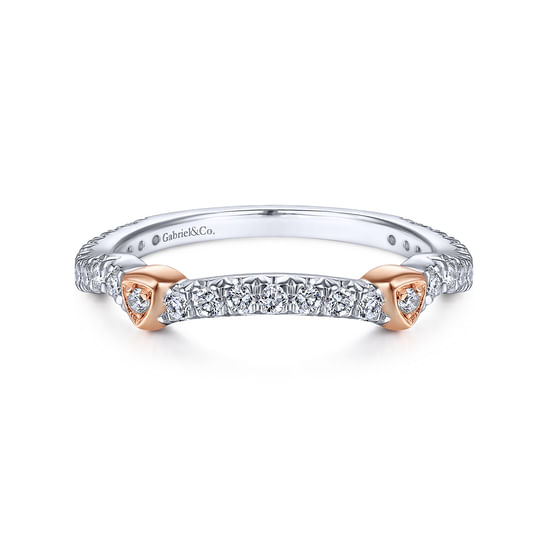 Gabriel - 14K White-Rose Gold Matching Wedding Band