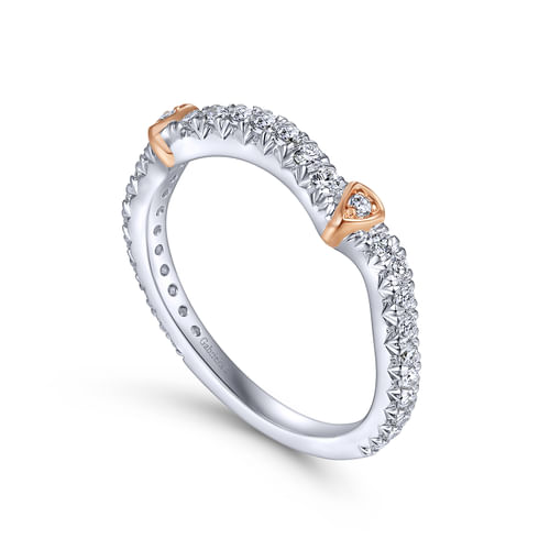 14K White-Rose Gold Matching Wedding Band