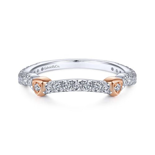 14K White-Rose Gold Matching Wedding Band