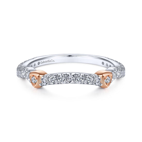 Gabriel - 14K White-Rose Gold Matching Wedding Band