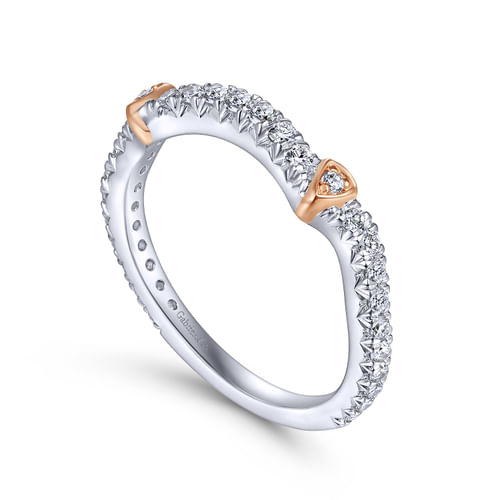 14K White-Rose Gold Matching Wedding Band