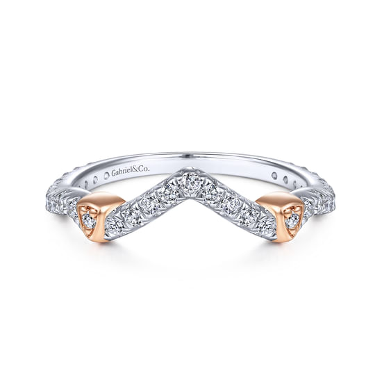 Gabriel - 14K White-Rose Gold Matching Wedding Band