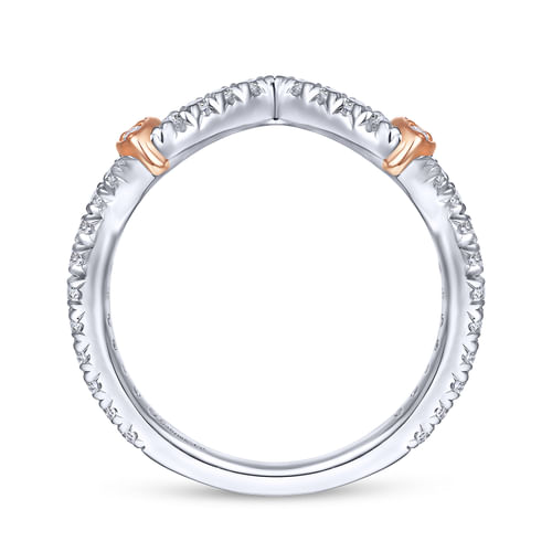 14K White-Rose Gold Matching Wedding Band