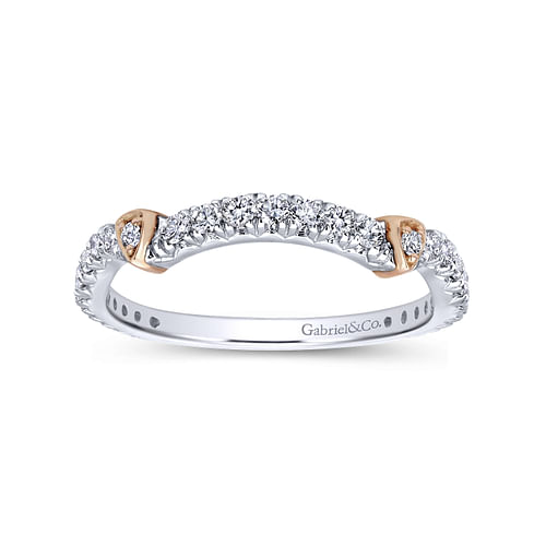 14K White-Rose Gold Matching Wedding Band