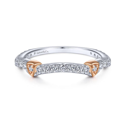 14K White-Rose Gold Matching Wedding Band