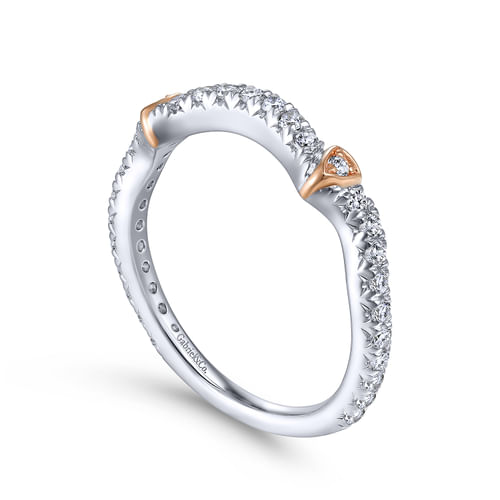 14K White-Rose Gold Matching Wedding Band