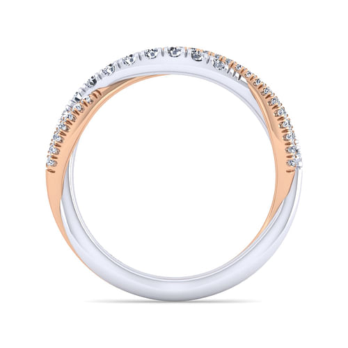 14K White-Rose Gold Matching Wedding Band