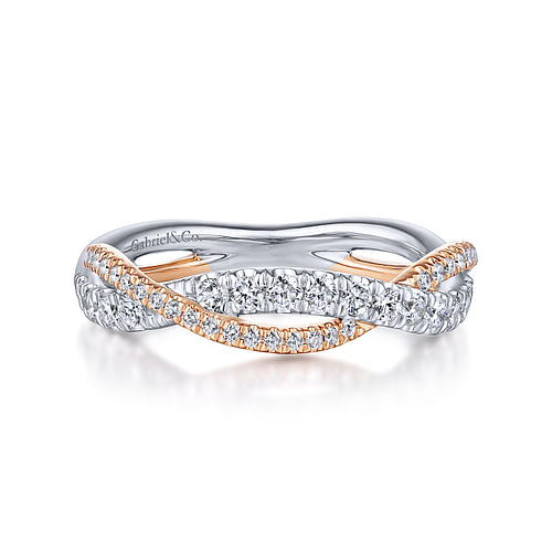 14K White-Rose Gold Matching Wedding Band