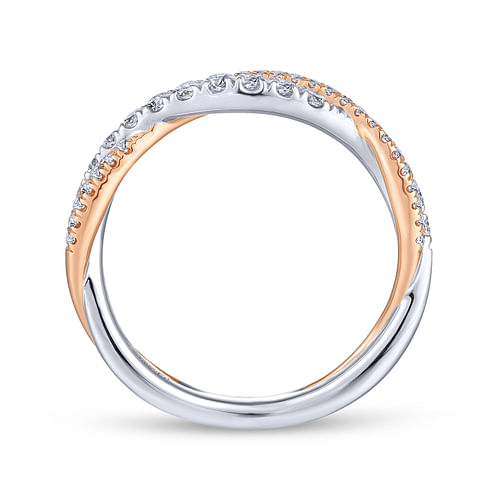 14K White-Rose Gold Matching Wedding Band