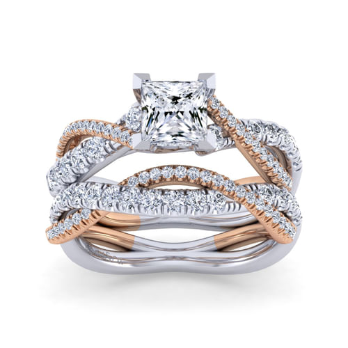 14K White-Rose Gold Matching Wedding Band