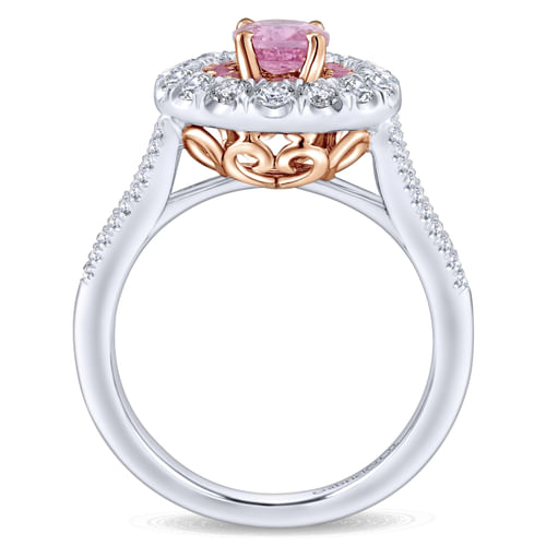 14K White-Rose Gold Oval Complete Diamond Engagement Ring
