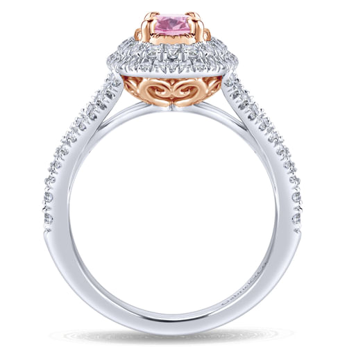 14K White-Rose Gold Oval Complete Diamond Engagement Ring