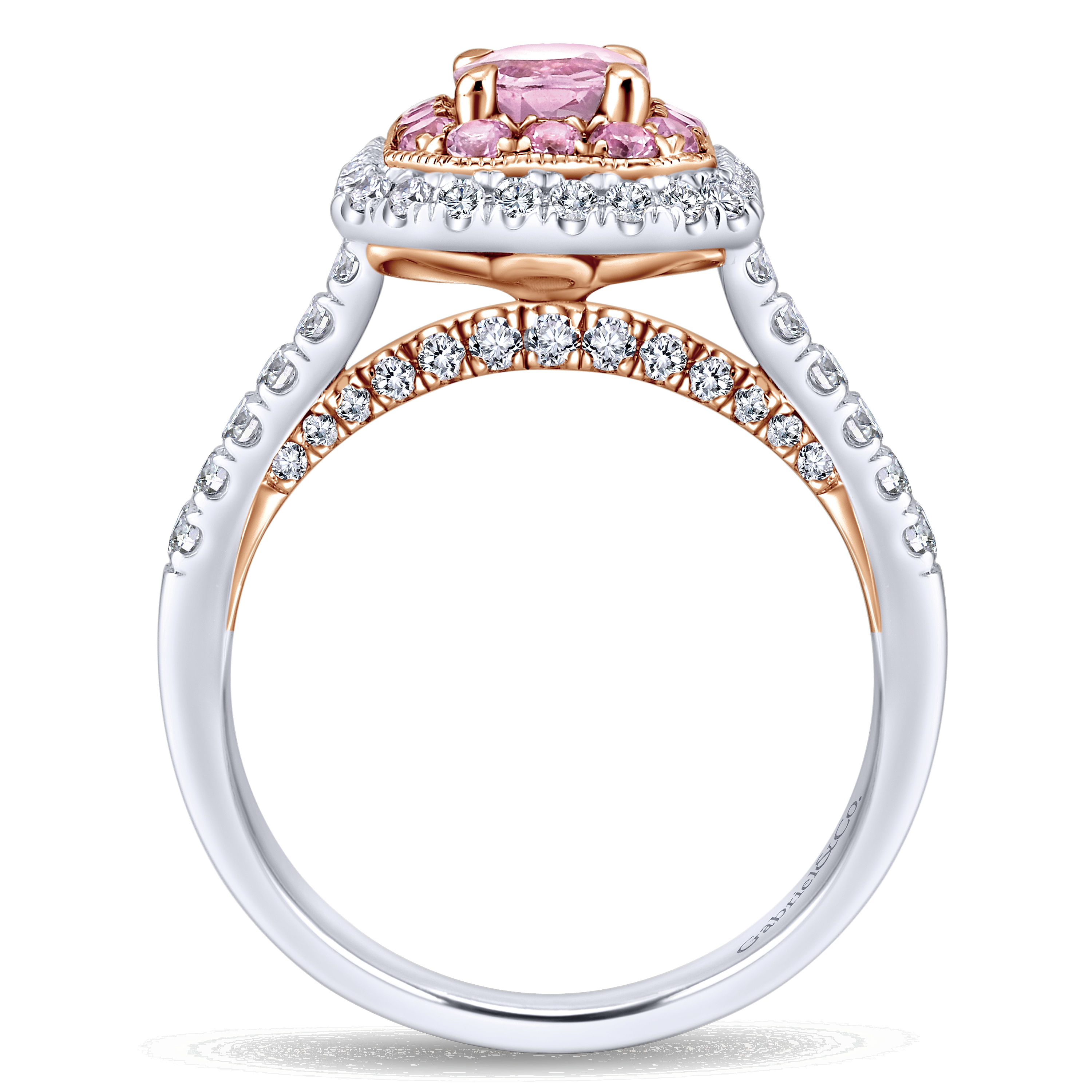 14K White-Rose Gold Oval Complete Diamond Engagement Ring