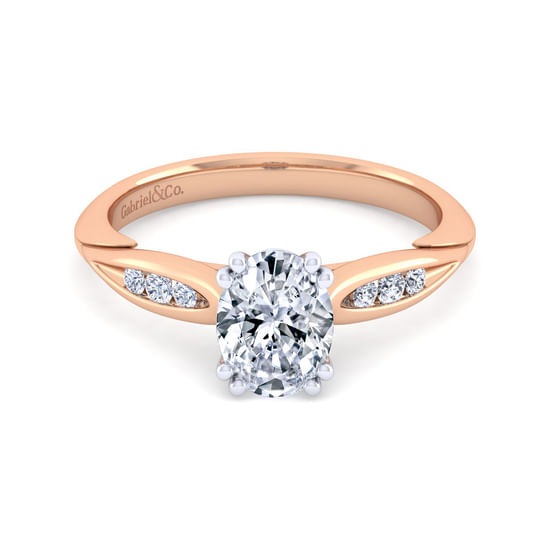 Gabriel - 14K White-Rose Gold Oval Diamond Channel Set Engagement Ring