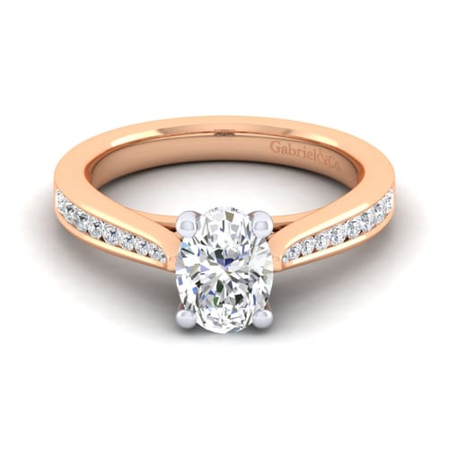 14K White-Rose Gold Oval Diamond Channel Set Engagement Ring 14K White-Rose Gold Oval Diamond Channel Set Engagement Ring