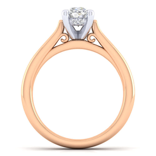 14K White-Rose Gold Oval Diamond Channel Set Engagement Ring 14K White-Rose Gold Oval Diamond Channel Set Engagement Ring