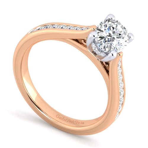 14K White-Rose Gold Oval Diamond Channel Set Engagement Ring 14K White-Rose Gold Oval Diamond Channel Set Engagement Ring