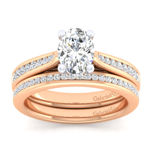14K White-Rose Gold Oval Diamond Channel Set Engagement Ring 14K White-Rose Gold Oval Diamond Channel Set Engagement Ring