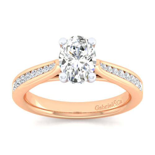 14K White-Rose Gold Oval Diamond Channel Set Engagement Ring 14K White-Rose Gold Oval Diamond Channel Set Engagement Ring