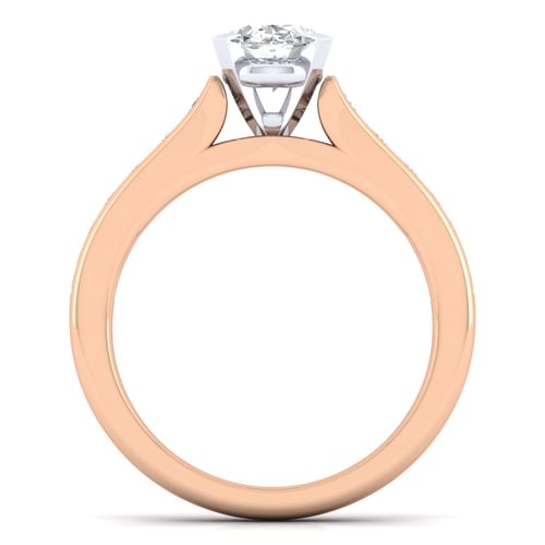 14K White-Rose Gold Oval Diamond Channel Set Engagement Ring