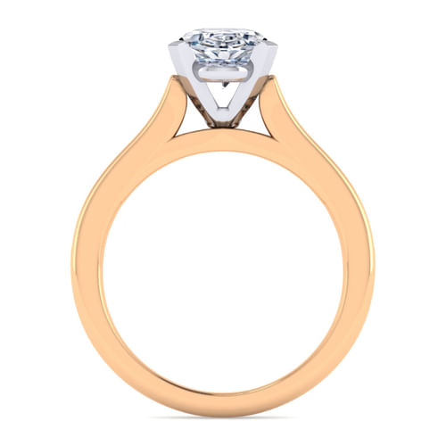 14K White-Rose Gold Oval Diamond Channel Set Engagement Ring