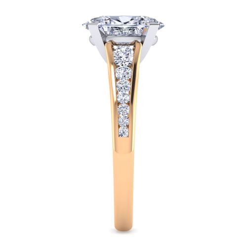 14K White-Rose Gold Oval Diamond Channel Set Engagement Ring