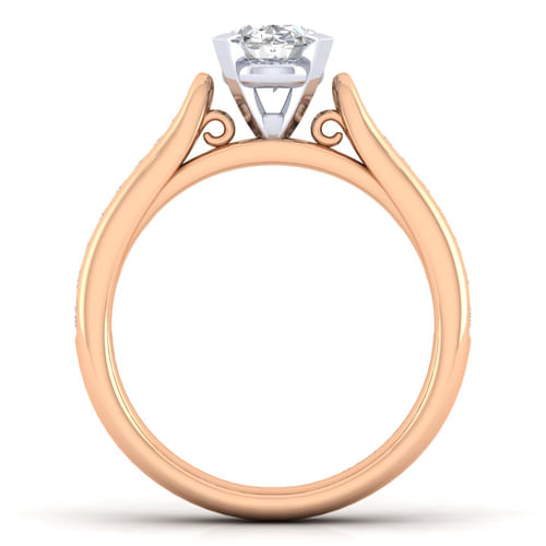 14K White-Rose Gold Oval Diamond Channel Set Engagement Ring