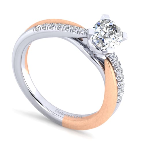 14K White-Rose Gold Oval Diamond Engagement Ring