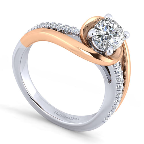 14K White-Rose Gold Oval Diamond Engagement Ring