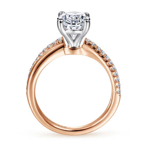 14K White-Rose Gold Oval Diamond Engagement Ring