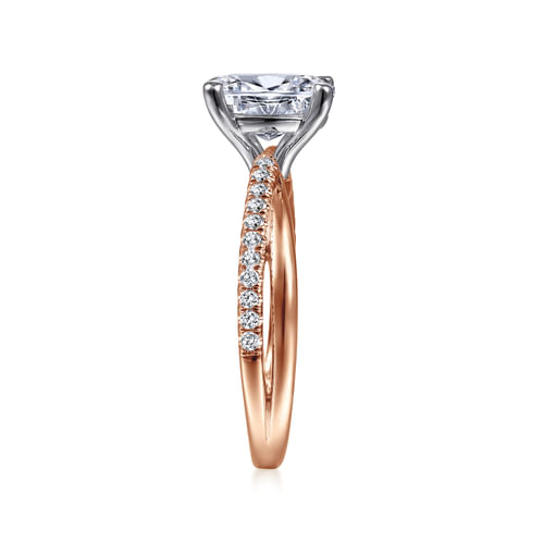 14K White-Rose Gold Oval Diamond Engagement Ring