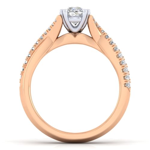 14K White-Rose Gold Oval Diamond Engagement Ring