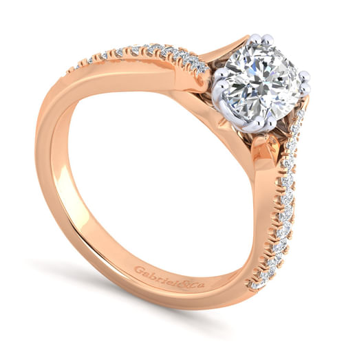 14K White-Rose Gold Oval Diamond Engagement Ring