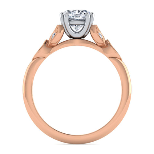 14K White-Rose Gold Oval Diamond Engagement Ring