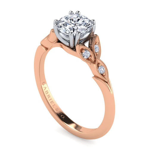 14K White-Rose Gold Oval Diamond Engagement Ring