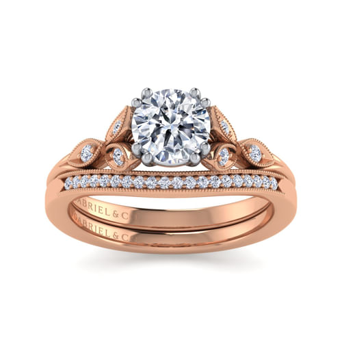 14K White-Rose Gold Oval Diamond Engagement Ring
