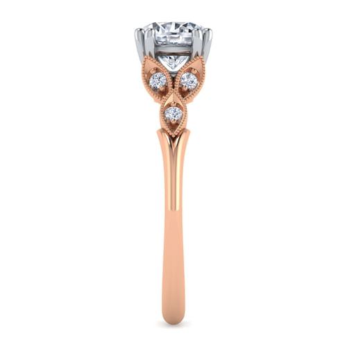 14K White-Rose Gold Oval Diamond Engagement Ring