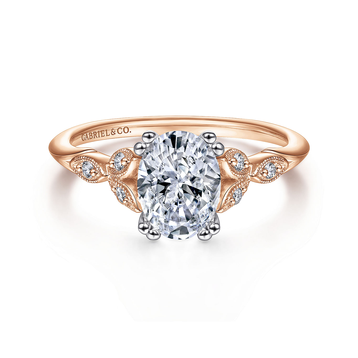 Gabriel - 14K White-Rose Gold Oval Diamond Engagement Ring