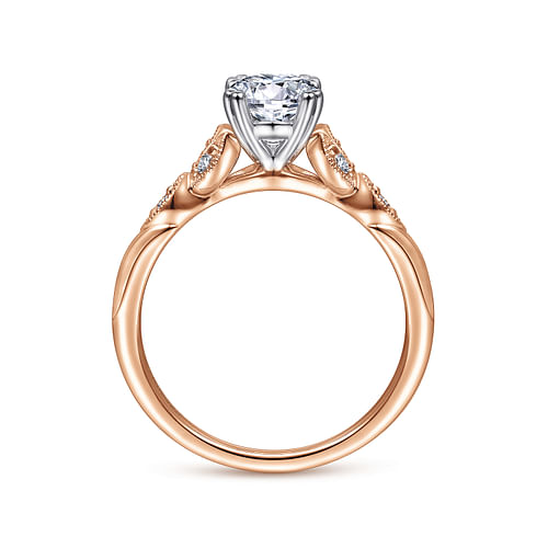 14K White-Rose Gold Oval Diamond Engagement Ring