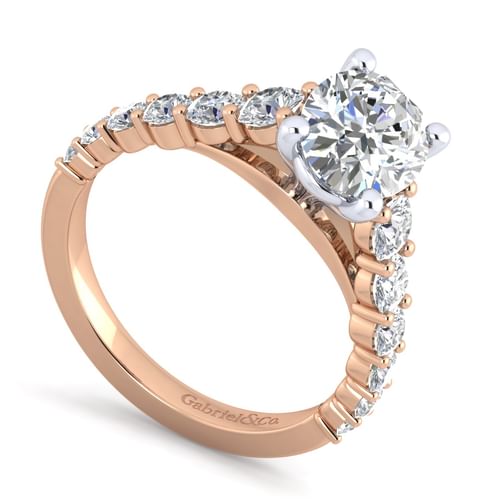 14K White-Rose Gold Oval Diamond Engagement Ring