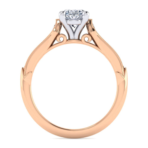14K White-Rose Gold Oval Diamond Engagement Ring