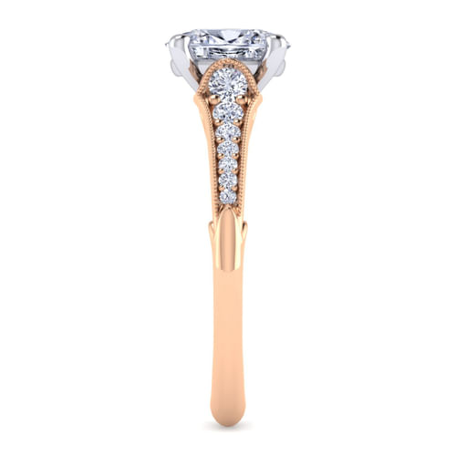 14K White-Rose Gold Oval Diamond Engagement Ring