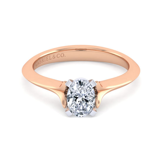 Gabriel - 14K White-Rose Gold Oval Diamond Engagement Ring