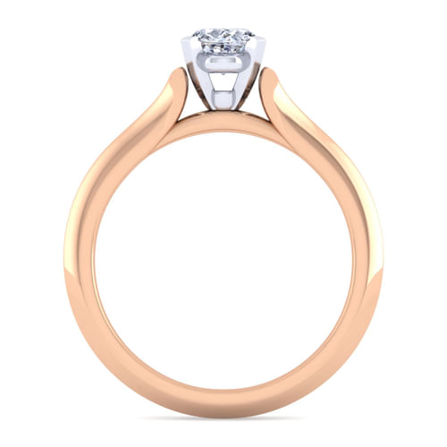 14K White-Rose Gold Oval Diamond Engagement Ring