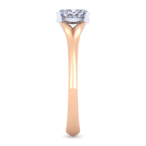 14K White-Rose Gold Oval Diamond Engagement Ring